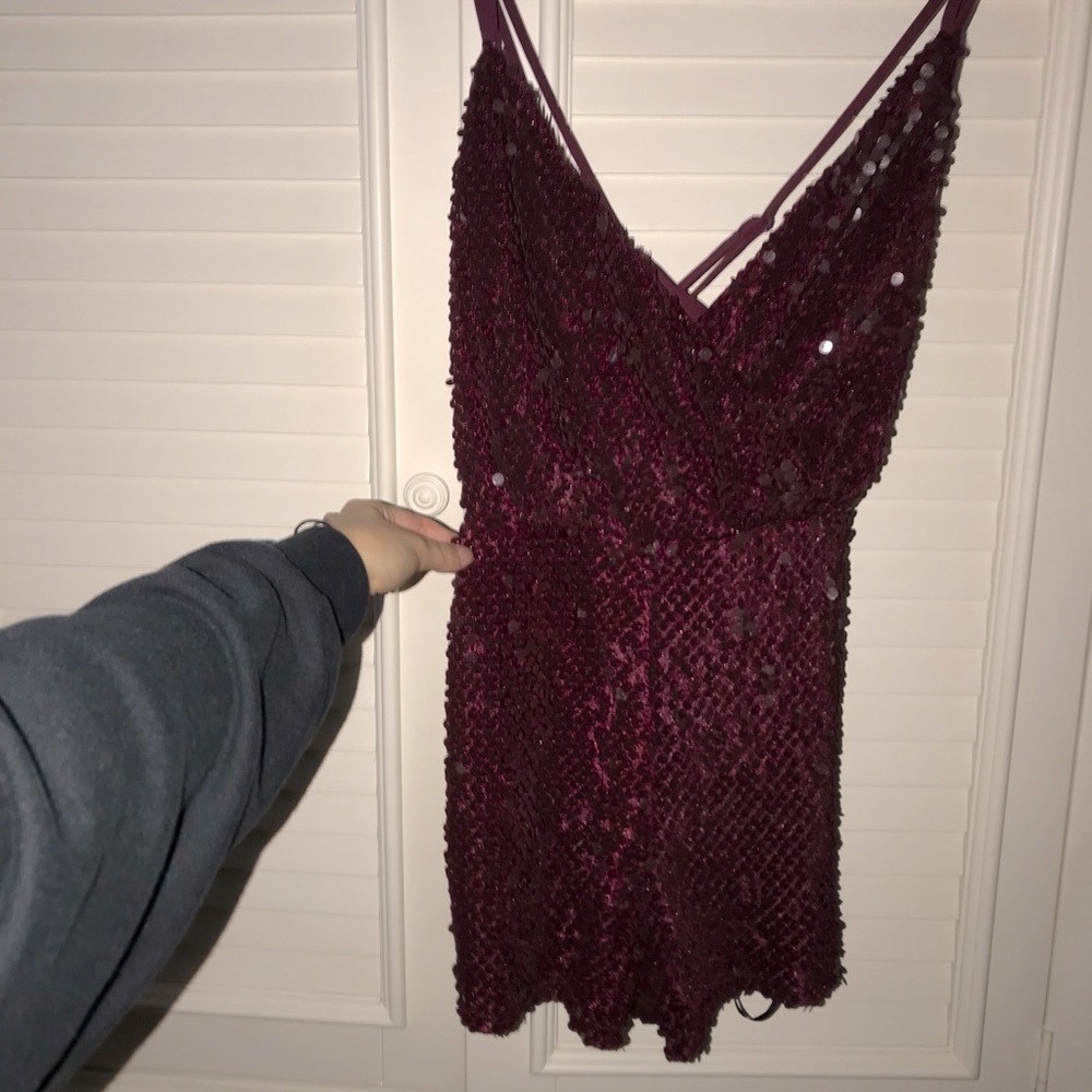 Burgundy sequin romper